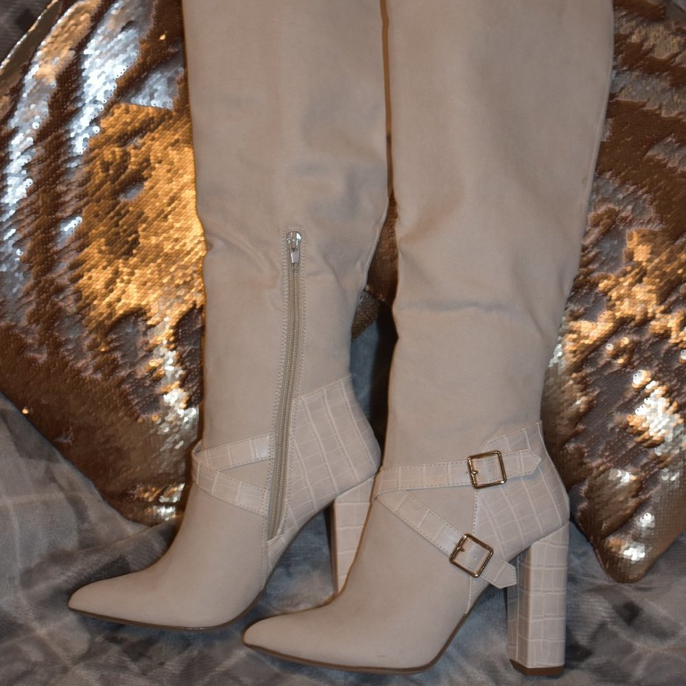 Bone (white) tall boots